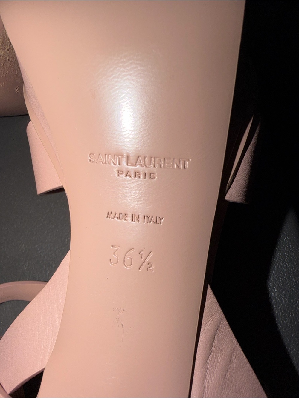 Saint Laurent Pink Leather Woven T-Strap Heels - Picture 3 of 4